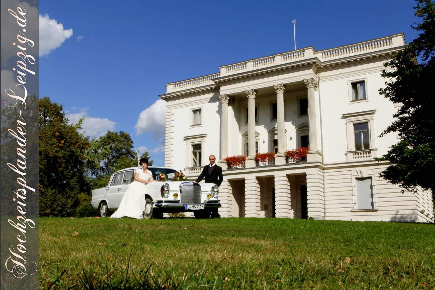 Oldtimer Hochzeitsfahrt im Agrapark Leipzig zur Hochzeit in Markkleeberg